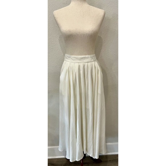 Mabel Cream Ivory Flowy Mid Calf Length Skirt Size Small Waist 26 - Picture 1 of 12